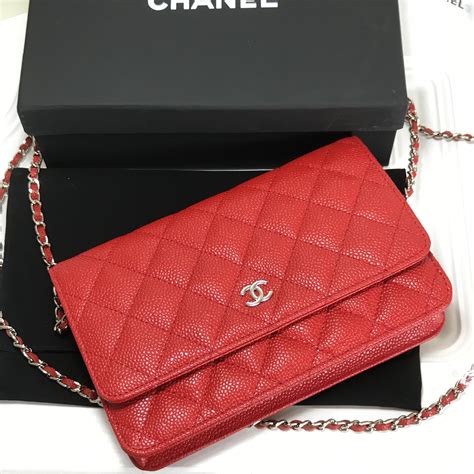 chanel red wallet on chain|chanel wallet on chain price.